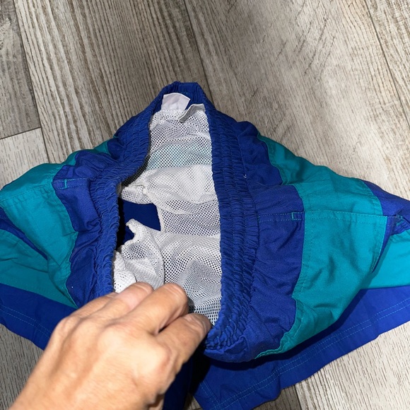 Vintage Athletic Works swim trunks suit blue green mesh lined shorts Large - Picture 3 of 6